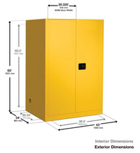 Load image into Gallery viewer, Sure-Grip® EX 90-gal.capacity Flammable Cabinet w/ 2 Shelves &amp; 2 Self-Close Doors - Yellow