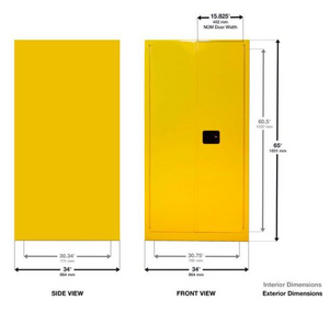 Justrite™ 896205 Flammable Waste Vertical Drum Safety Cabinet, 55 Gal. drum, 1 shelf, 2 m/c doors, White