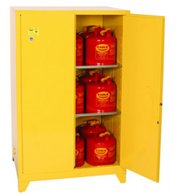 Load image into Gallery viewer, Eagle Tower™ Safety Cabinet, 90 Gal., 2 Shelves, 2 Door, Manual Close, Yellow