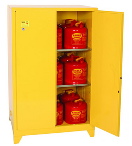 Eagle Tower™ Safety Cabinet, 90 Gal., 2 Shelves, 2 Door, Manual Close, Yellow