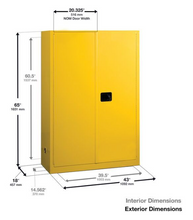 Load image into Gallery viewer, Eagle Flammables Safety Cabinet Combo, 45 Gal. Yellow, 2 Door, Self Close with 9 UI50FS Safety Cans