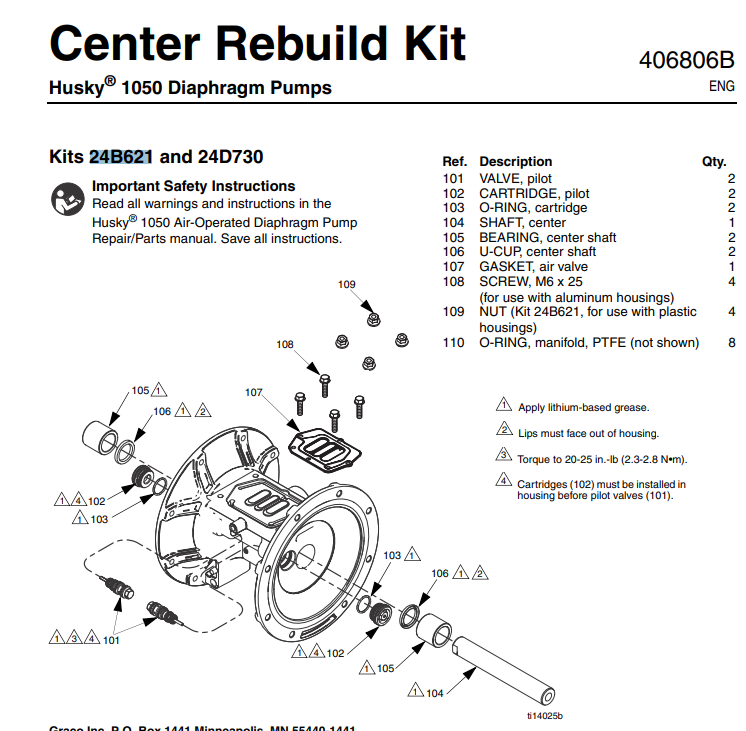 Graco 24B621 Center Rebuild Kit