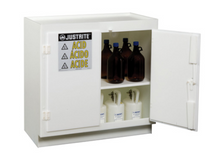 Load image into Gallery viewer, Justrite™ Freestanding corrosives/acid safety cabinet, thirty-six 2-1/2 L bottles, 2 door, White