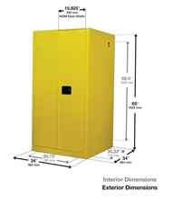 Load image into Gallery viewer, Sure-Grip® EX 60-gal.capacity Flammable Cabinet w/  2 Shelves &amp; 1 Bi-Fold/Sliding Self-Close Door - Yellow