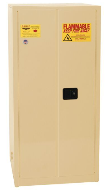 Eagle Flammable Liquid Safety Cabinet, 60 Gal. 2 Shelves, 2 Door, Manual Close, Beige