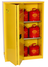 Load image into Gallery viewer, Eagle Flammable Liquid Safety Cabinet, 45 Gal., 2 Shelves, Sliding Self Close, Yellow