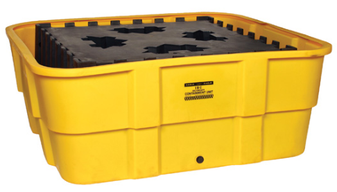 Eagle IBC Containment Unit with Poly Platform, With Drain, Yellow