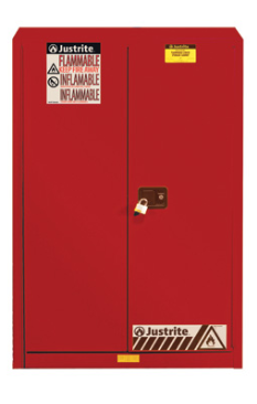 Justrite™ Sure-Grip® EX Flammable Safety Cabinet, 45 gallons, 2 shelves, 2 self-close doors, Red