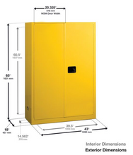 Load image into Gallery viewer, Eagle Flammable Liquid Safety Cabinet, 45 Gal., 2 Shelves, Sliding Self Close, Yellow