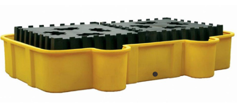 Eagle Double All Poly IBC Containment Unit, With Drain, Yellow