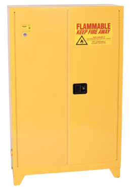 Eagle Tower™ Safety Cabinet, 45 Gal., 2 Shelves, 2 Door, Manual Close, Yellow