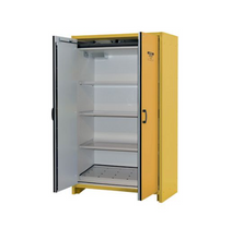 Load image into Gallery viewer, Justrite™ 30-Minute EN Flammable Safety Cabinet, 45 Gal., 3 shelves, 2 hybrid-close doors, Yellow