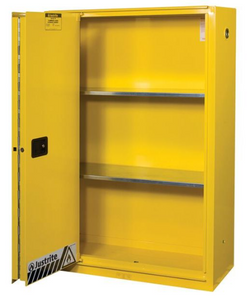 Justrite™ Sure-Grip® EX Flammable Safety Cabinet, 45 gallons, 2 shelves, 1 bi-fold s/c door, Yellow