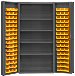 Durham DC-DLP-96-4S-95 Cabinet, 14 Gauge, 4 Shelves, 96 Yellow Bins , 36 X 24 X 72