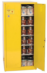 Eagle Paint & Ink storage Cabinet, 96 Gal., 5 Shelves, 2 Door, Manual Close, Yellow