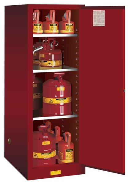 Sure-Grip® EX Deep Slimline 54-gal.capacity Flammable Safety Cabinet w/ 3 Shelves & 1 Manual Close Door - Red