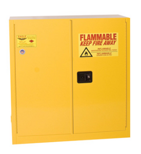 Eagle Flammable Liquid Safety Cabinet, 30 Gal., 1 Shelf, Sliding Self Close, Yellow