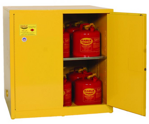 Eagle Work Bench Flammable Liquid Safety Cabinet, 60 Gal. 1 Shelf, 2 Door, Manual Close, Yellow