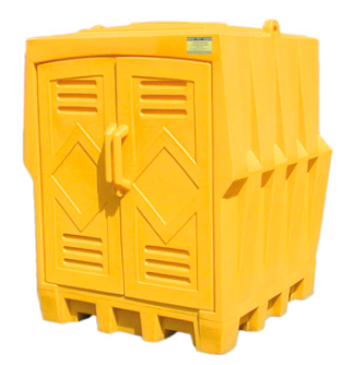 Eagle Outdoor Drum Storage, 4 Drum Poly Storage, Without Drain, Yellow