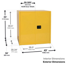 Load image into Gallery viewer, Eagle Work Bench Flammable Liquid Safety Cabinet, 60 Gal. 1 Shelf, 2 Door, Manual Close, Yellow