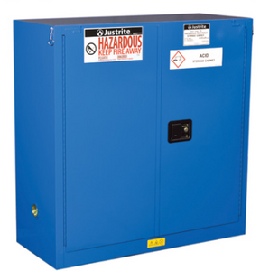 Justrite™ ChemCor® Hazardous Material Safety Cabinet, 30 Gal., 1 shelf, 2 s/c doors, Royal Blue