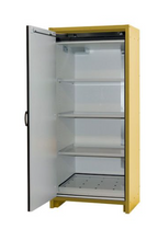 Load image into Gallery viewer, Justrite™ 30-Minute EN Flammable Safety Cabinet, 30 Gal., 3 shelves, 1 hybrid-close door, Yellow