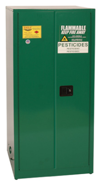 Eagle Pesticide Safety Cabinet, 60 Gal., 2 Shelves, 2 Door, Self Close, Green