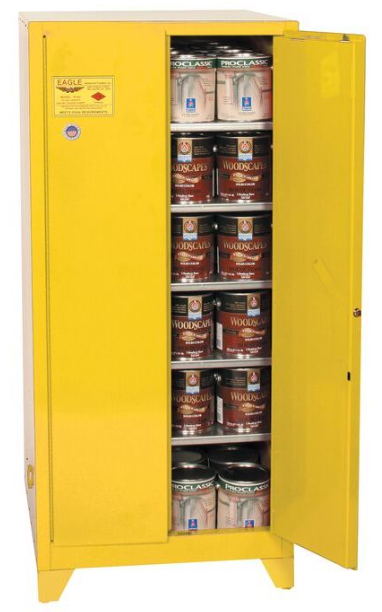 Eagle 96-gal.capacity Flammable storage Cabinet w/ 5 Shelves & 2 Door-Manual Close - Yellow