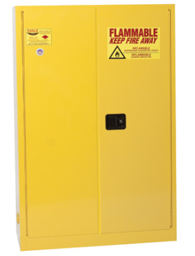 Eagle Flammable Liquid Safety Cabinet, 45 Gal., 2 Shelves, 2 Door, Self Close, Yellow