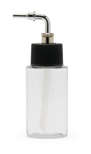 Iwata I4501S Crystal Clear Bottle 1 oz / 30 ml Cylinder With Side Feed Adaptor Cap