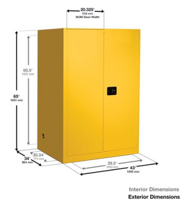 Eagle Flammable Liquid Safety Cabinet, 90 Gal., 2 Shelves, 2 Door, Manual Close, Red