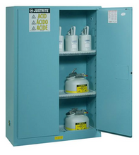 Load image into Gallery viewer, Justrite™ ChemCor® Corrosives/Acids Safety Cabinet, 30 Gal., 1 shelf, 2 self-close doors, Blue