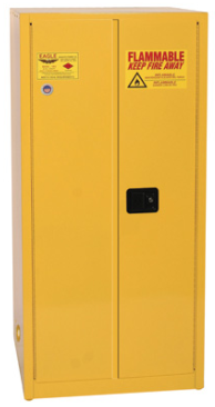 Eagle Flammable Liquid Safety Cabinet, 60 Gal. 2 Shelves, 2 Door, Self Close, Yellow