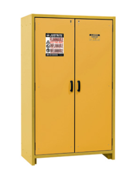 Justrite™ 30-Minute EN Flammable Safety Cabinet, 45 Gal., 3 shelves, 2 hybrid-close doors, Yellow