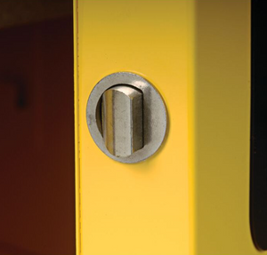 Eagle Haz-Mat Two Drum Vertical Safety Cabinet, 110 Gal., 1 Shelf, 2 Door, Self Close, Yellow