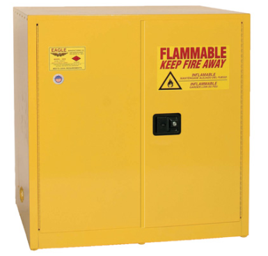 Eagle Work Bench Flammable Liquid Safety Cabinet, 60 Gal. 1 Shelf, 2 Door, Self Close, Yellow