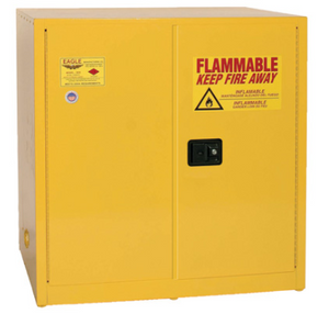 Eagle Work Bench Flammable Liquid Safety Cabinet, 60 Gal. 1 Shelf, 2 Door, Self Close, Yellow