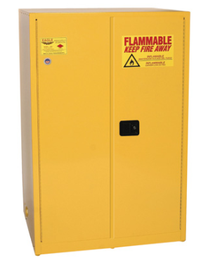 Eagle Flammable Liquid Safety Cabinet, 90 Gal. 2 Shelves, 2 Door, Self Close, Yellow