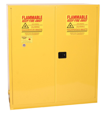 Eagle Haz-Mat Two Drum Vertical Safety Cabinet, 110 Gal., 1 Shelf, 2 Door, Self Close, Yellow