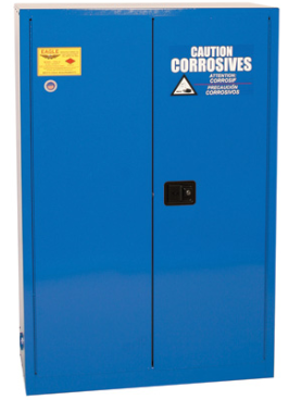 Eagle Acid & Corrosive Metal Safety Cabinet, 45 Gal., 2 Shelves, 2 Door, Sliding Self Close, Blue