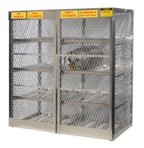 Justrite™ Cylinder locker for safe storage of 16 horizontal 20 or 33-lb. LPG cylinders.