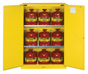 Sure-Grip® EX 45-gal. capacity Safety Cabinet Safety Cabinet with Can Package 2 Self-Close Doors & 2 Shelves - Yellow