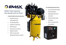 Load image into Gallery viewer, EMAX Industrial Plus 175 PSI @ 30 CFM Belt Drive 7.5HP 80gal. Silent Air Pressure Electric Lubricated Piston Compressor w/ Dryer Bundle Packages (Full Package)