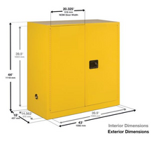 Load image into Gallery viewer, Eagle Paint &amp; Ink storage Cabinet, 40 Gal., 3 Shelves, 2 Door, Sliding Self Close, Yellow