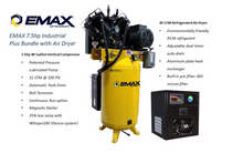 Load image into Gallery viewer, EMAX Silent Industrial Plus 175 PSI @ 31 CFM Belt Drive 7.5HP 208-230/460V 3-Phase 2-Stage 80 gal. Vertical Stationary Air Compressor w/ 30 CFM Dryer Bundle &amp; Pressure Lube Pump