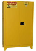 Load image into Gallery viewer, Eagle Paint &amp; Ink Tower™ storage Cabinet, 60 Gal., 5 Shelves, 2 Door, Manual Close, Yellow