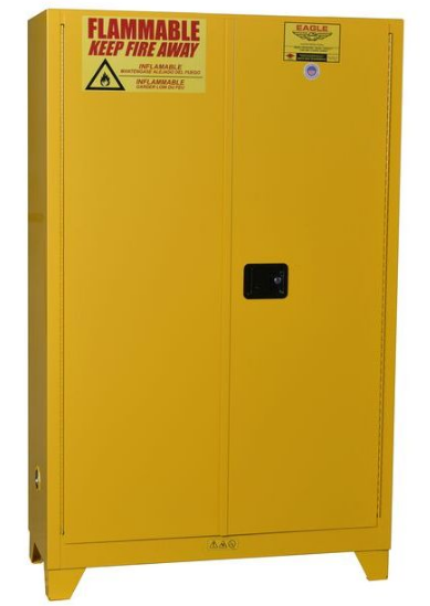 Eagle Paint & Ink Tower™ storage Cabinet, 60 Gal., 5 Shelves, 2 Door, Manual Close, Yellow