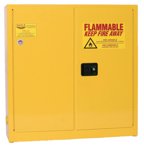 Eagle Wall Mount Flammable Liquid Safety Cabinet, 24 Gal., 3 Shelves, 2 Door, Self Close, Yellow