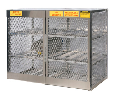 Justrite™ Cylinder locker for safe storage of 12 horizontal 20 or 33-lb. LPG cylinders.