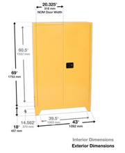 Load image into Gallery viewer, Eagle Tower™ Safety Cabinet, 45 Gal., 2 Shelves, 2 Door, Self Close, Yellow